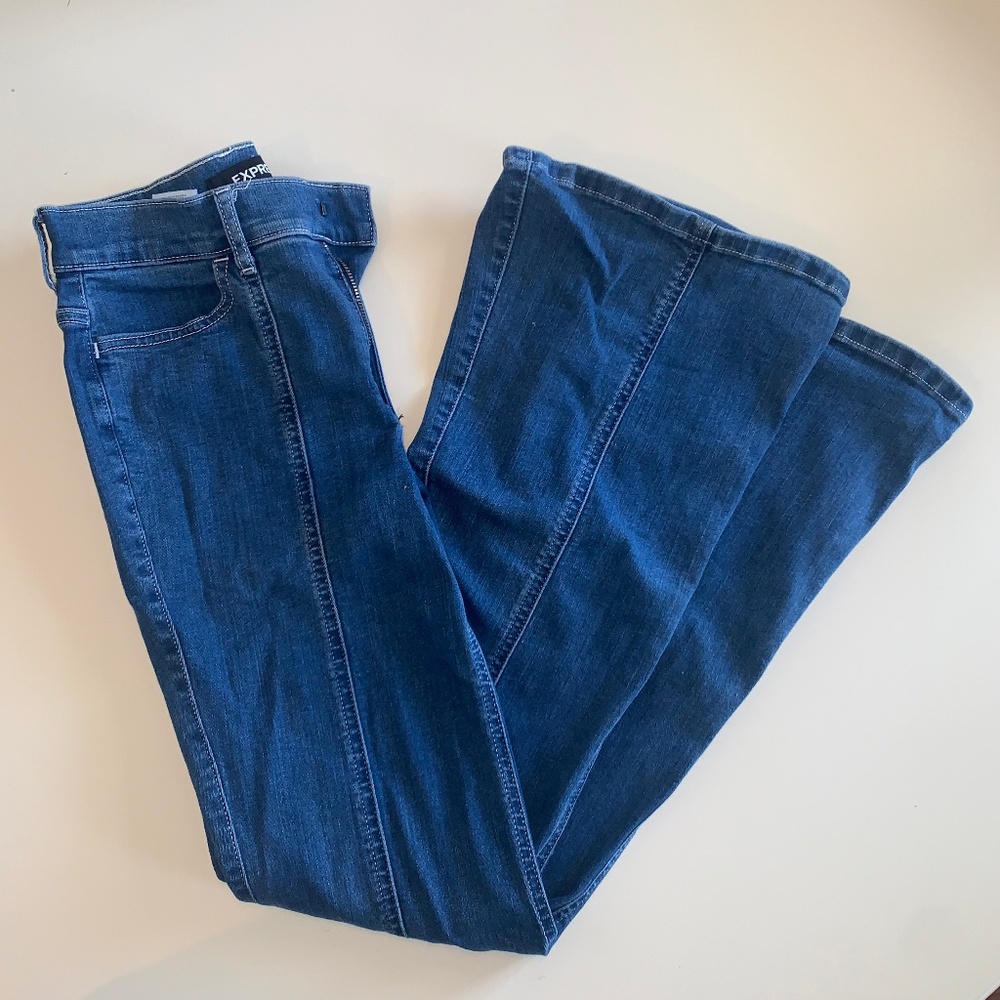 Express Bell Flare, High Rise Jeans, Size 00